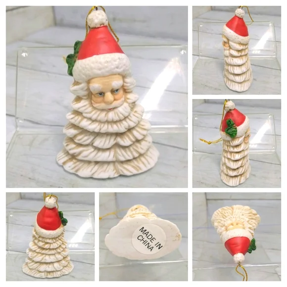 Vtg Santa Christmas Tree Star Ceramic HOL 1991 Moses Ornaments Decorations 4pcs